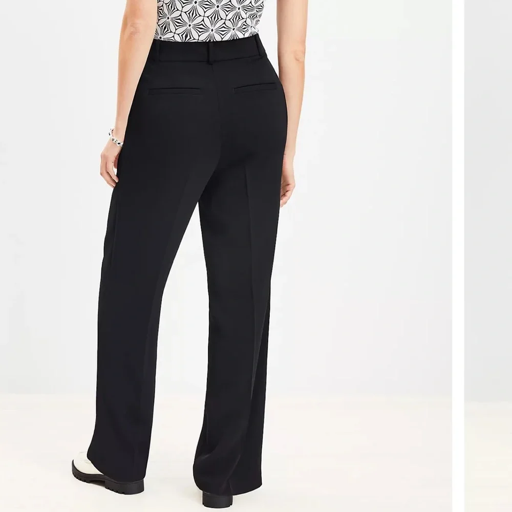 NWT LOFT Peyton Wide Leg Trousers Crepe Black, 6 - Picture 2 of 7
